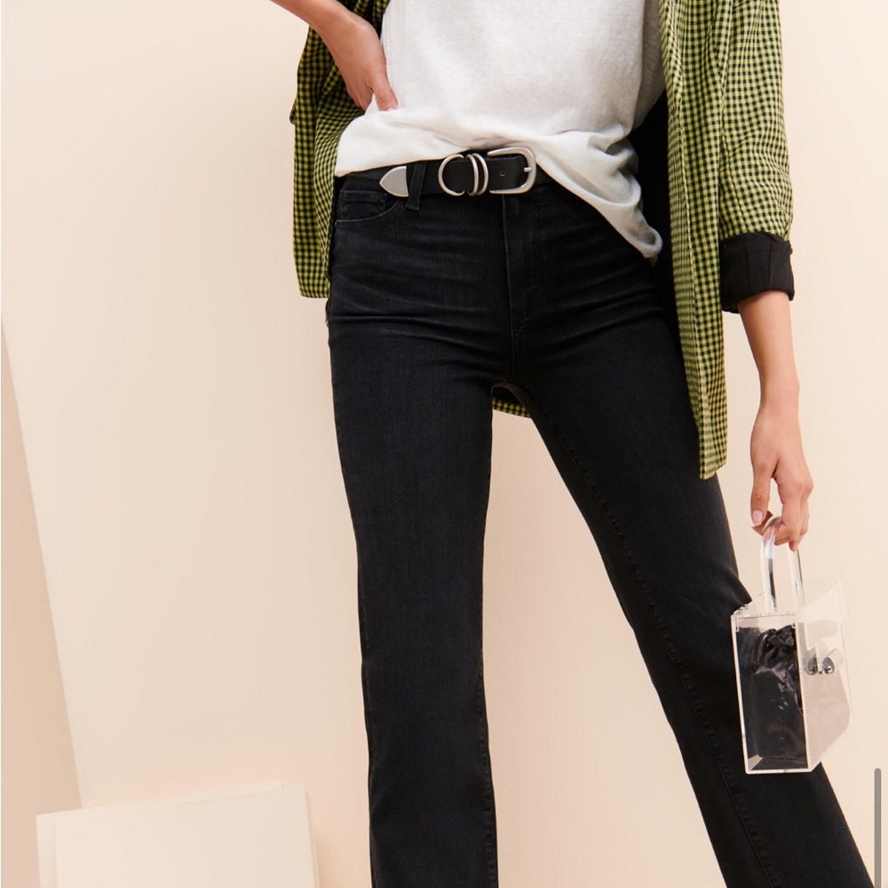 PAIGE Charcoal Atley Ankle Flare Denim Jeans